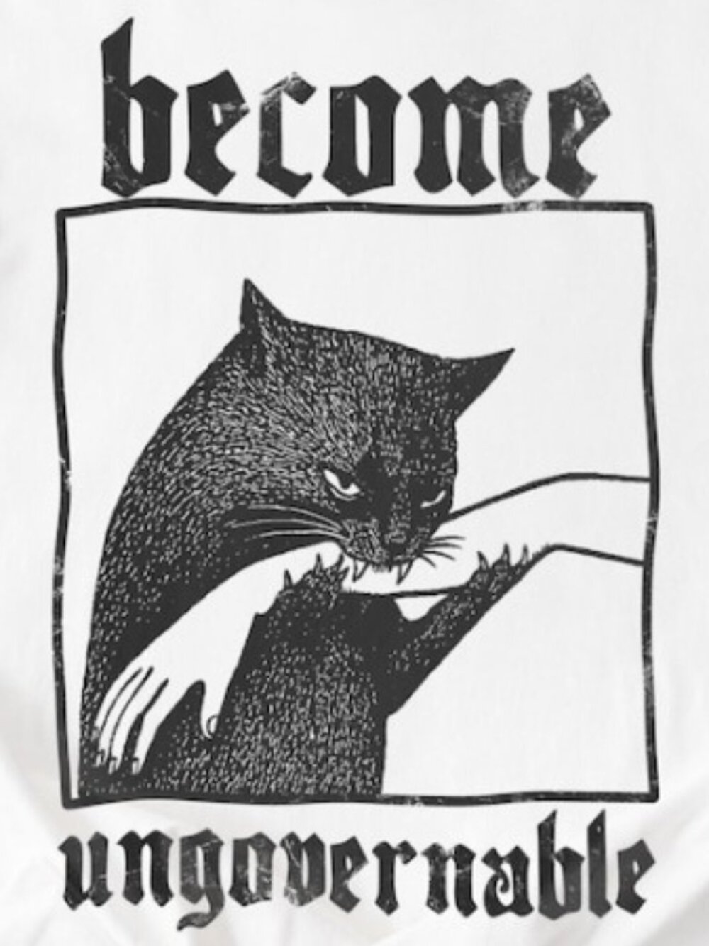 Become Ungovernable Funny Graphic Cat Biting Hand T-shirt - Picture 2 of 4